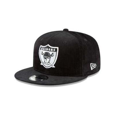 Black Las Vegas Raiders Hat - New Era NFL Corduroy 9FIFTY Snapback Caps USA1027856